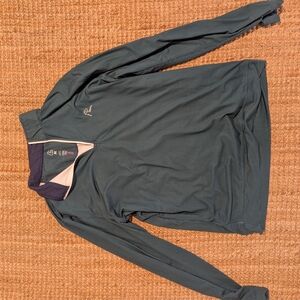 Rhoback Teal Houndstooth Quarter-Zip Pullover